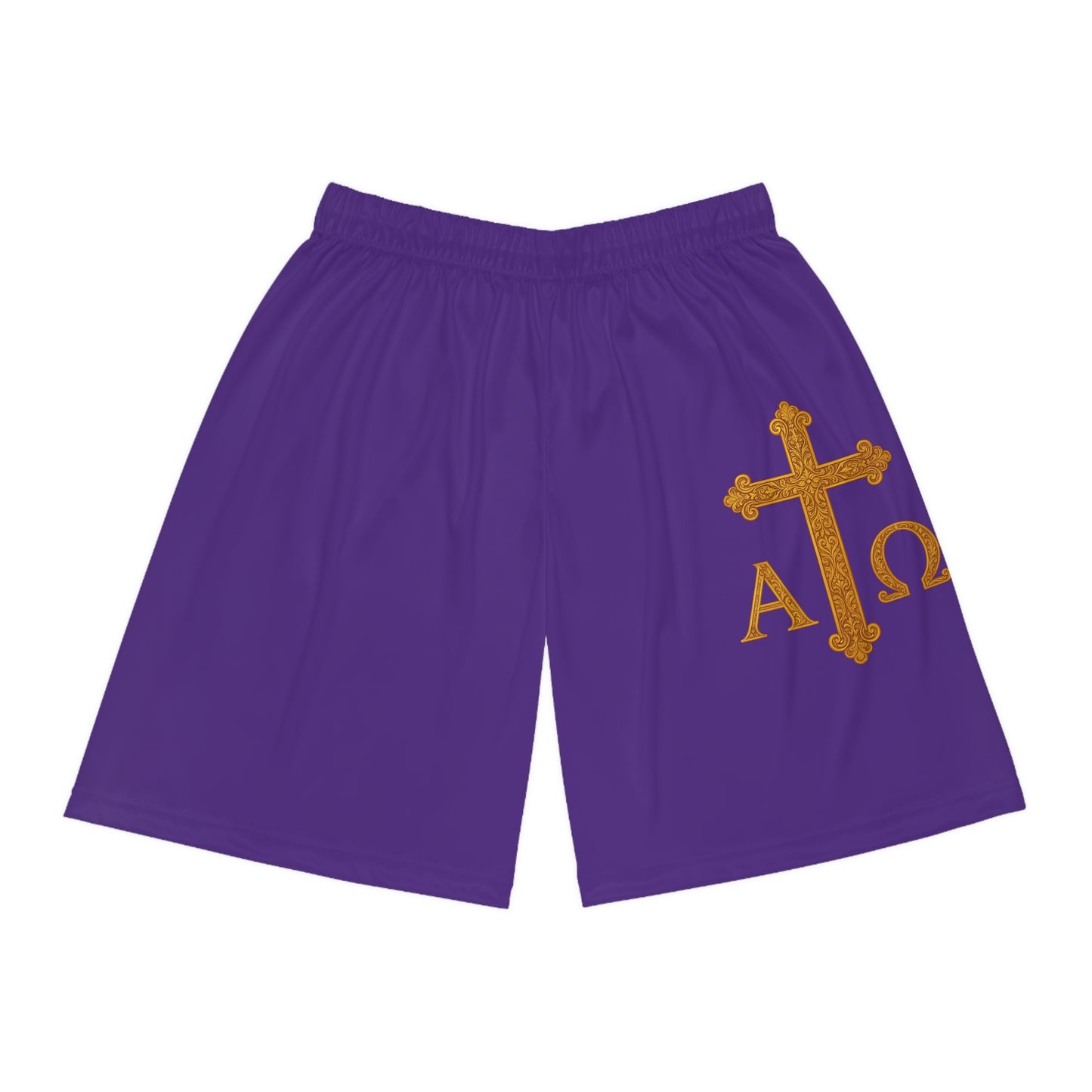 Men’s Alpha & Omega Basketball in Purple Shorts – Faith-Inspired Symbolism
