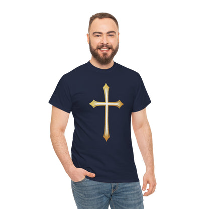 Men’s Gold Cross Tee – Christian Faith-Inspired Apparel