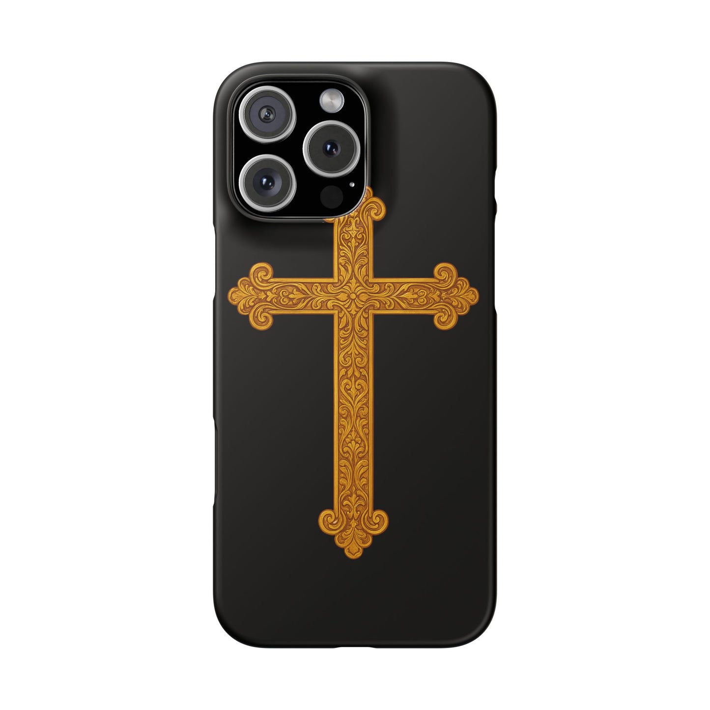 Black iPhone Snap Case – Gold Cross Design