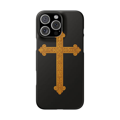 Black iPhone Snap Case – Gold Cross Design