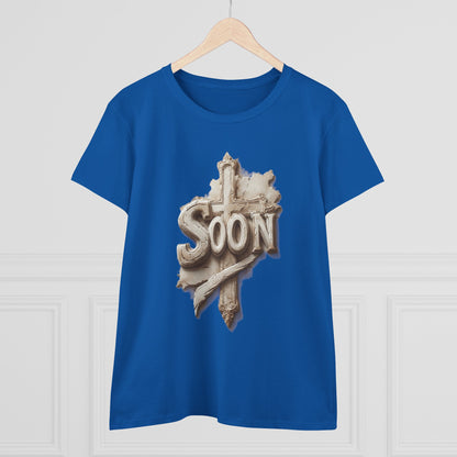 “Soon” Cross Women’s Christian Tee – Bold Faith Made Beautiful