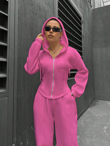 Joyous Peace Hooded Cardigan Slim Fit Set