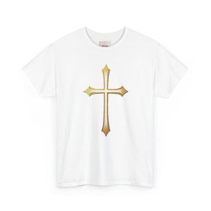 Men’s Gold Cross Tee – Christian Faith-Inspired Apparel