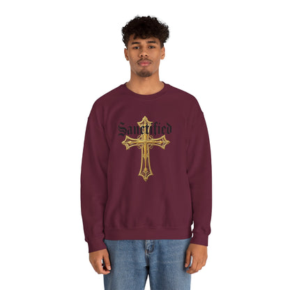 Sanctified Men's Gothic Cross Sweatshirt – Bold Christian Comfort