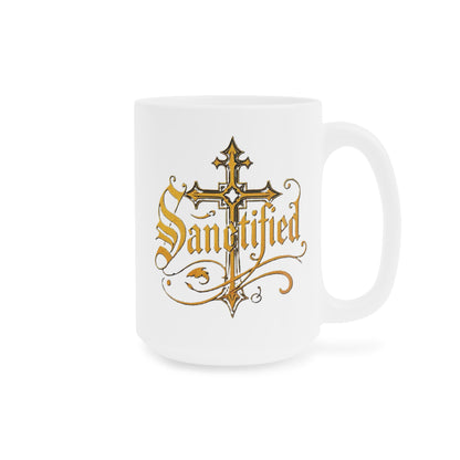 “Sanctified” Ceramic Mug – Cross Design