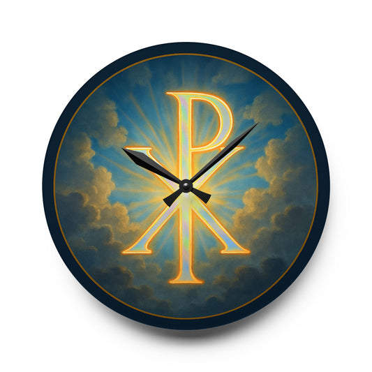 Chi Rho Sky Wall Clock – Timeless Christian Faith Decor