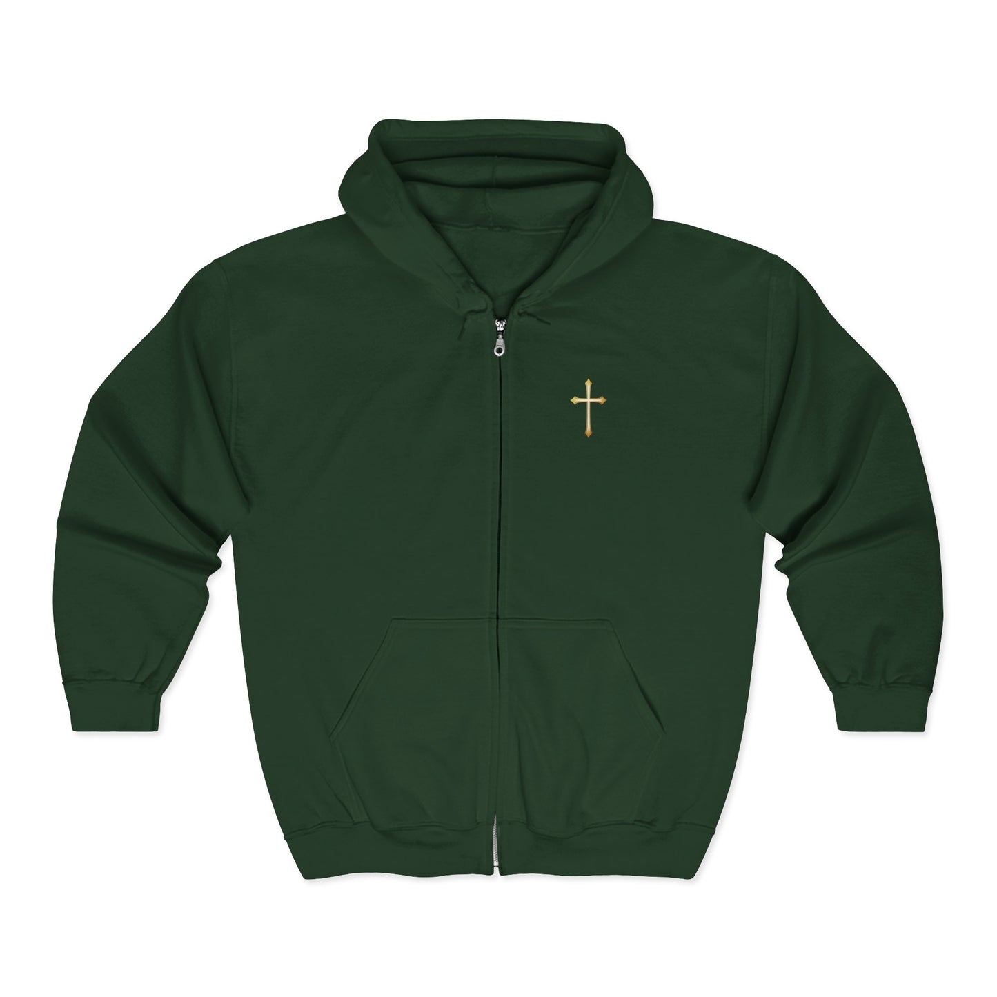 Men’s Modern Gold Cross Zip-Up Hoodie – Everyday Comfort with Faith
