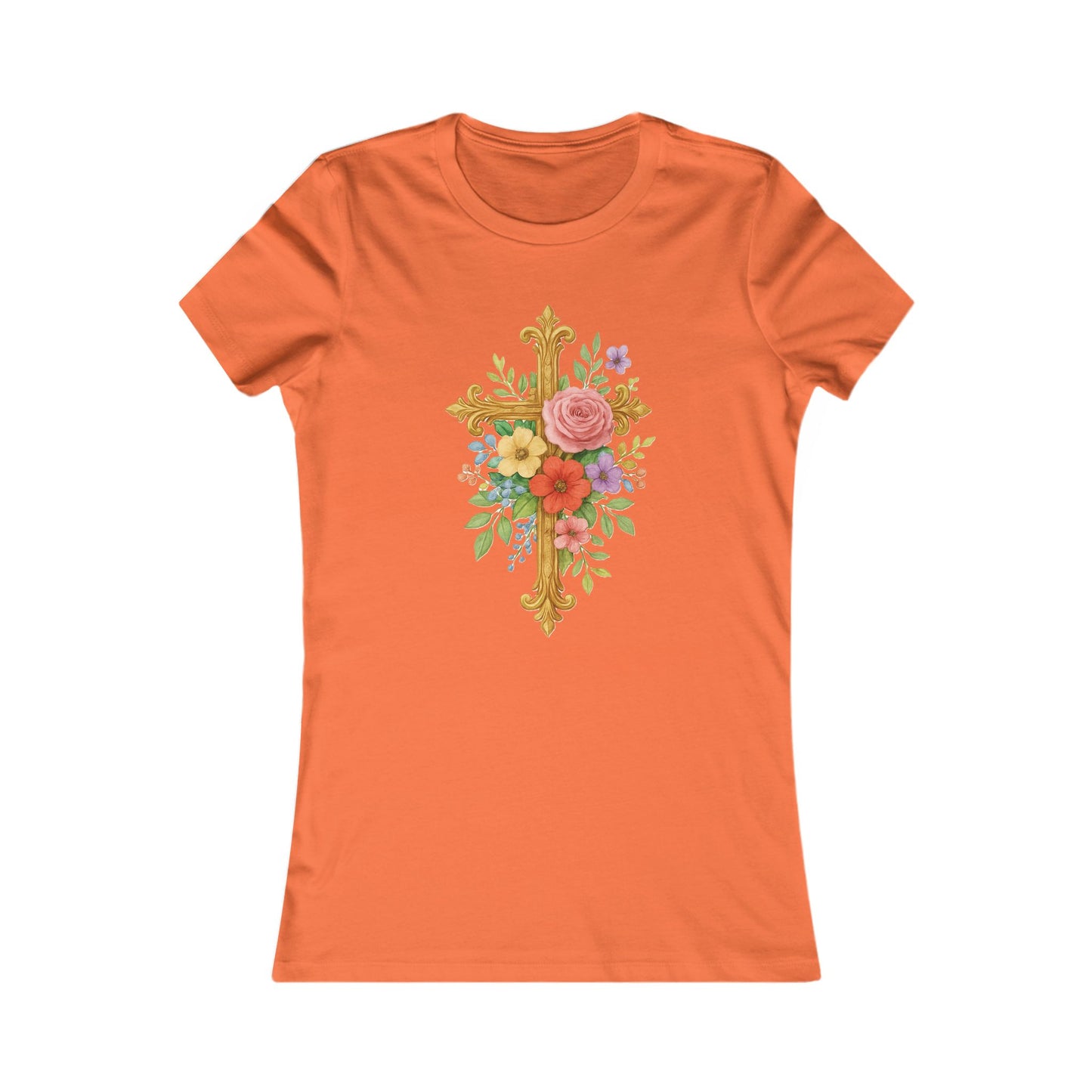 Floral Cross Women’s Favorite Tee – Faith in Full Bloom