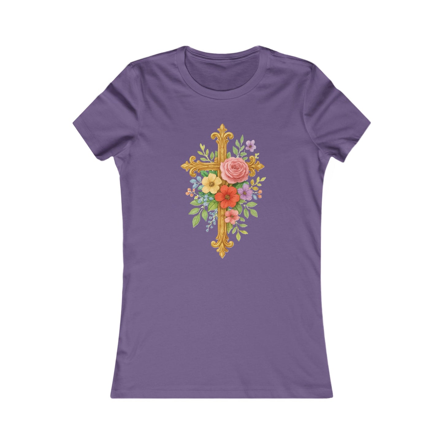 Floral Cross Women’s Favorite Tee – Faith in Full Bloom