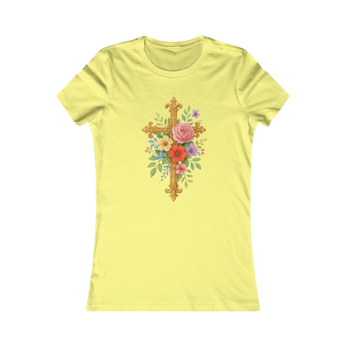 Floral Cross Women’s Favorite Tee – Faith in Full Bloom