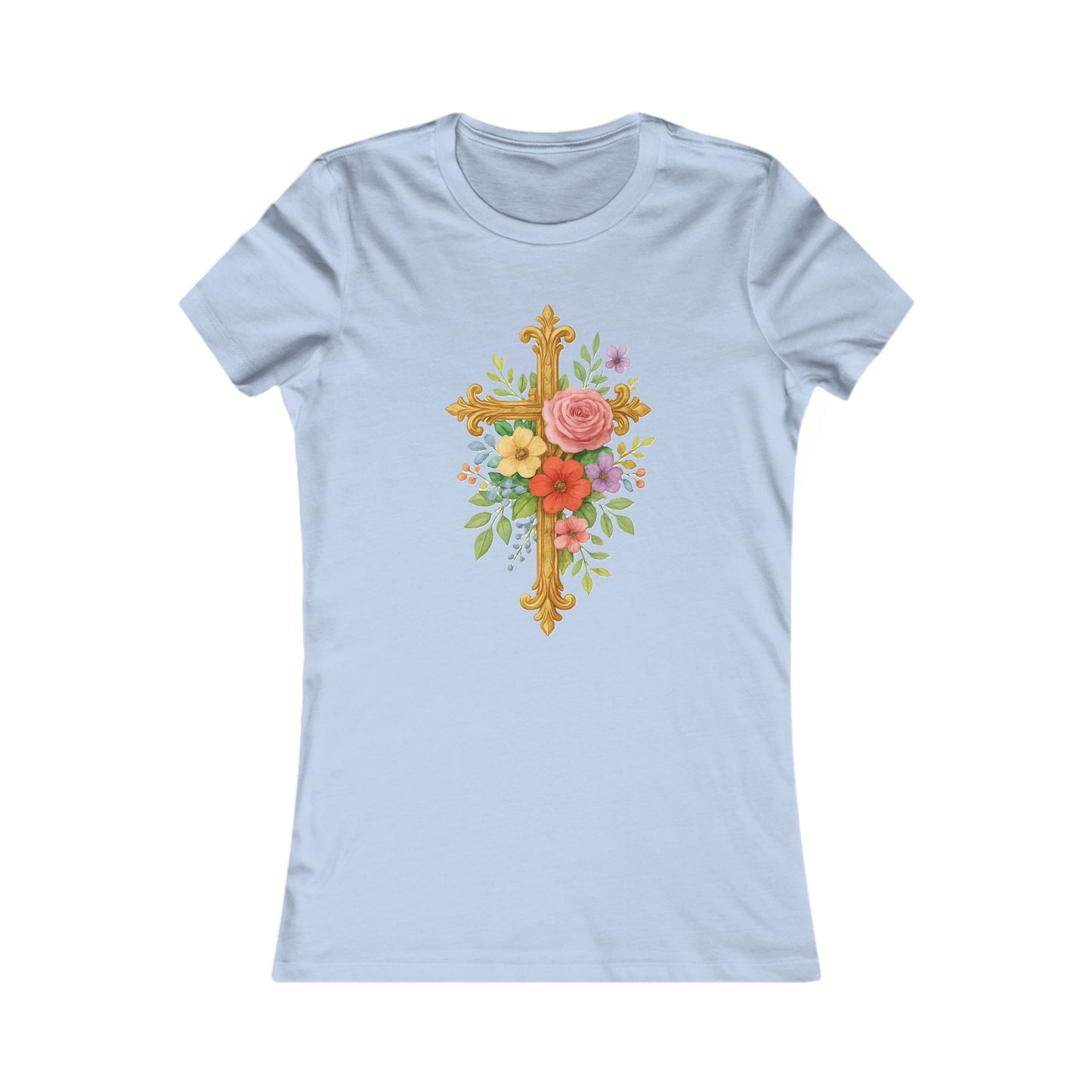 Floral Cross Women’s Favorite Tee – Faith in Full Bloom