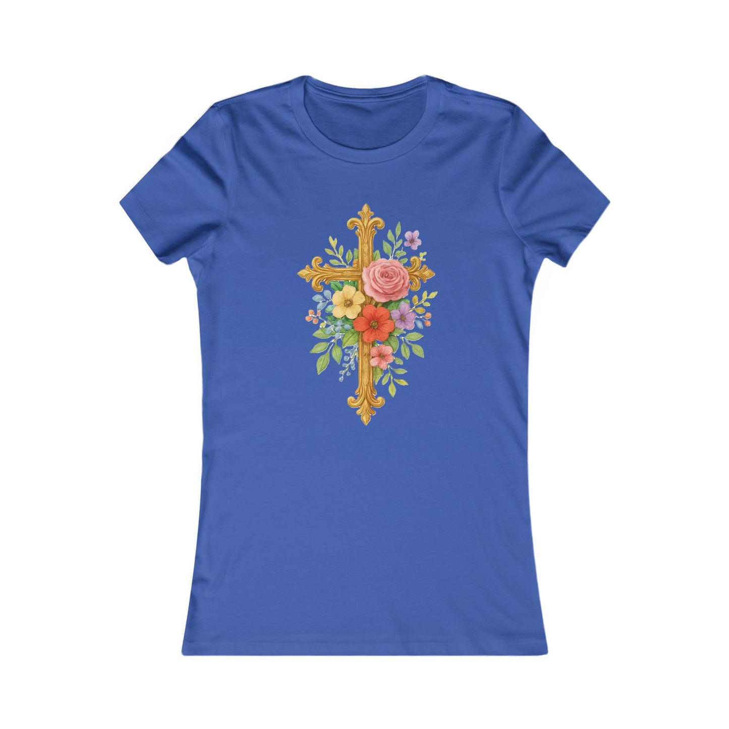 Floral Cross Women’s Favorite Tee – Faith in Full Bloom