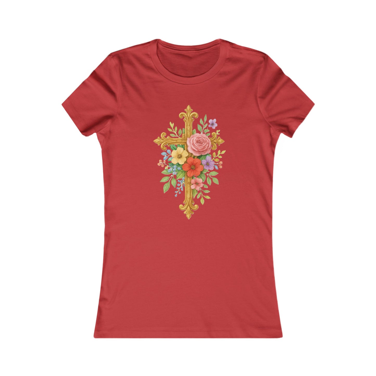 Floral Cross Women’s Favorite Tee – Faith in Full Bloom