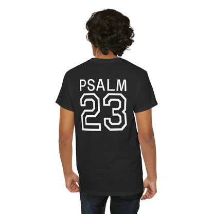 Psalm 23 Men’s T-Shirt – Inspired Sports-Style Shirt (White Numbering)