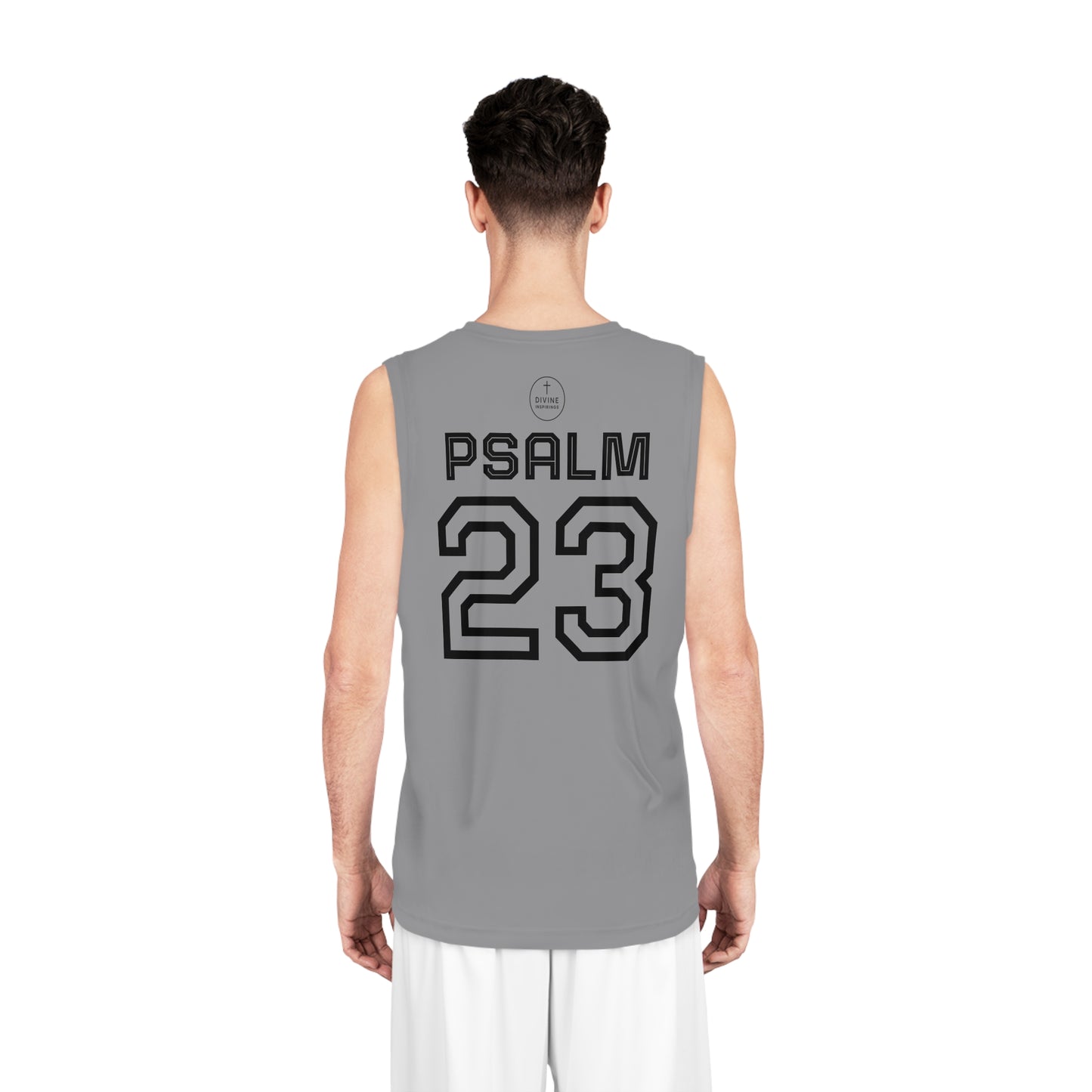 Psalm 23 Men's Basketball Jersey (Grey) – Faith in Every Play