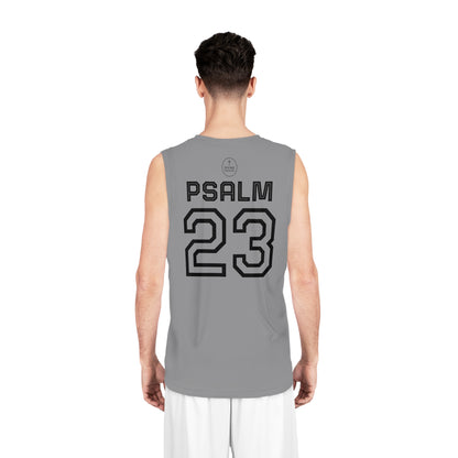 Psalm 23 Men's Basketball Jersey (Grey) – Faith in Every Play