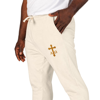 Men’s Alpha & Omega Fleece Jogger Pants – Comfortable Faith-Inspired Style