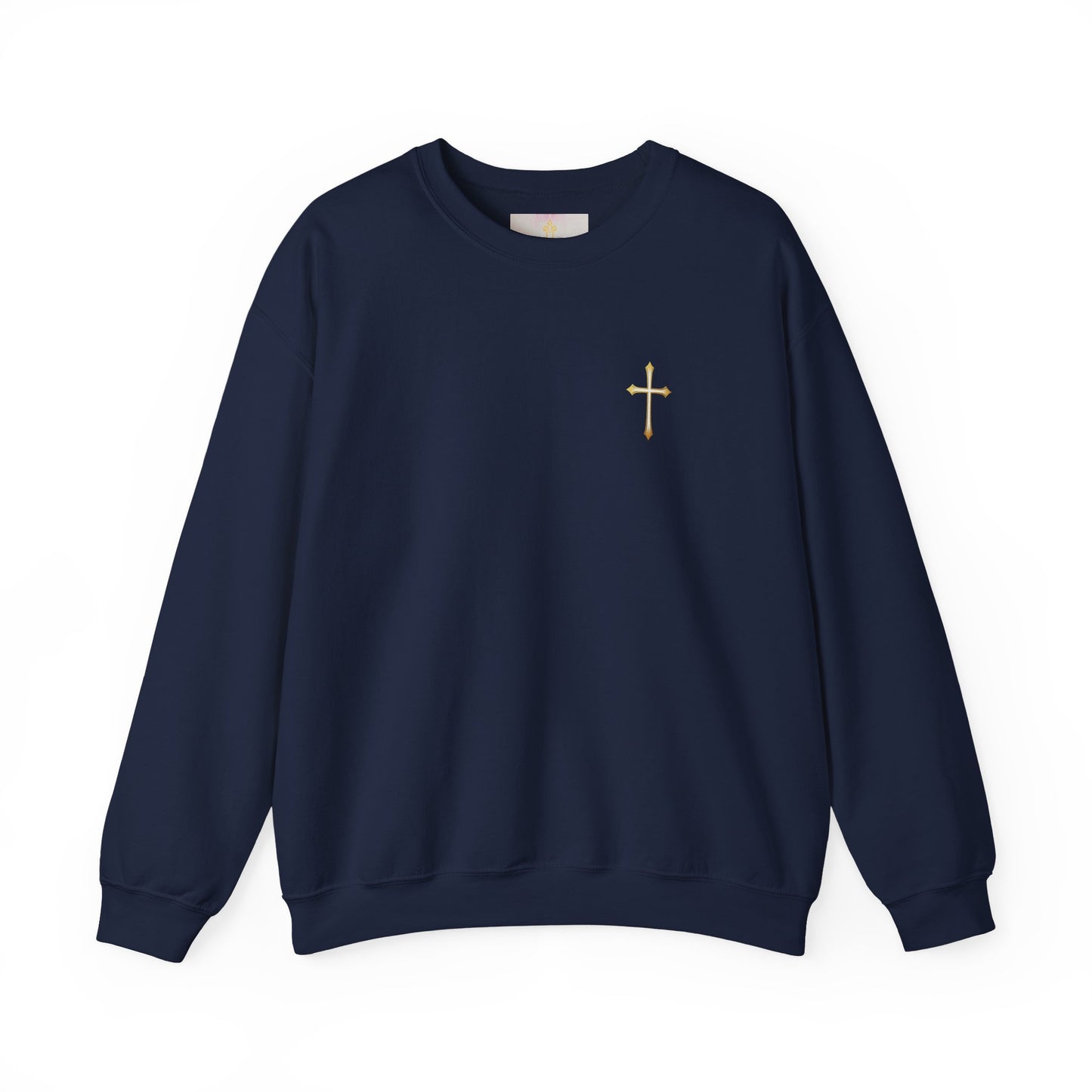 Men’s Elegance w/ Gold Cross Sweatshirt – Subtle Christian Faith Apparel