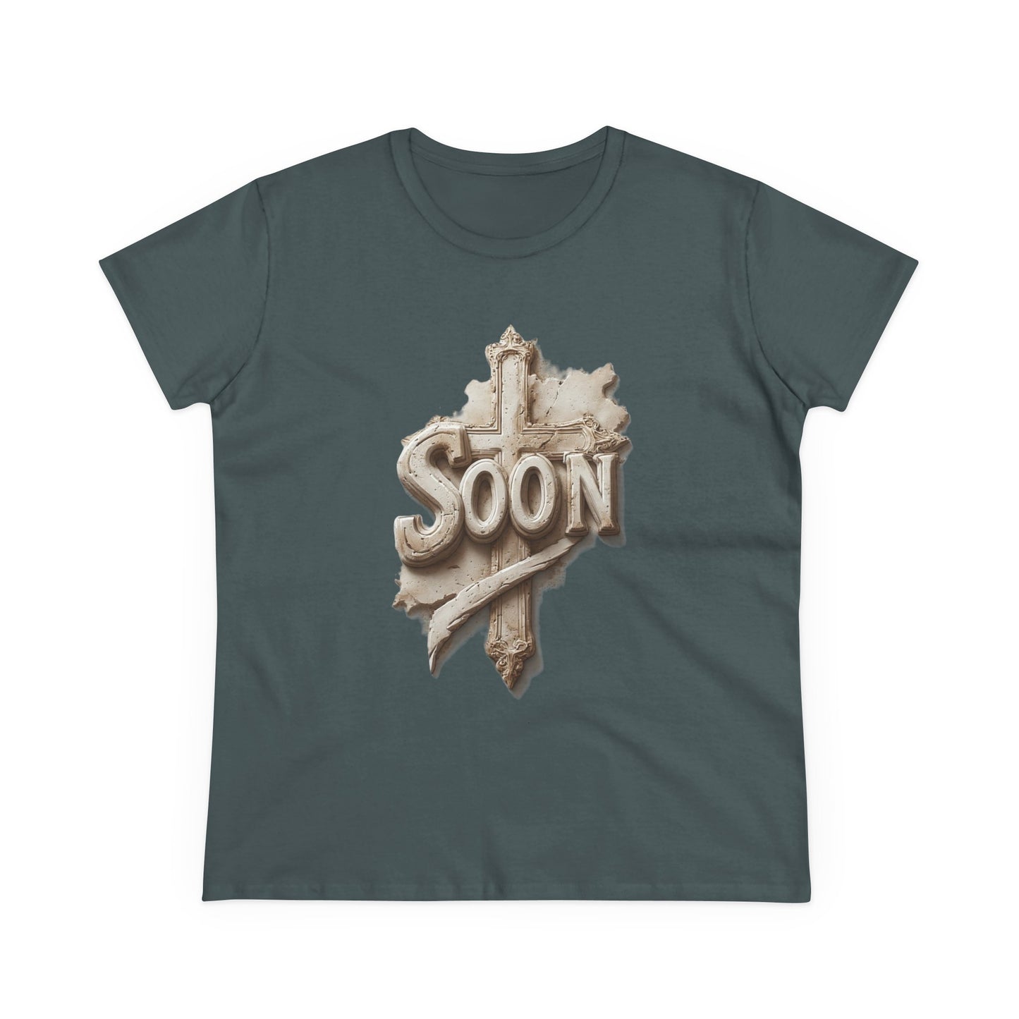 “Soon” Cross Women’s Christian Tee – Bold Faith Made Beautiful