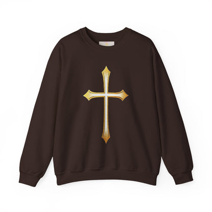 Men’s Gold Cross Sweatshirt – Bold Christian Faith Apparel
