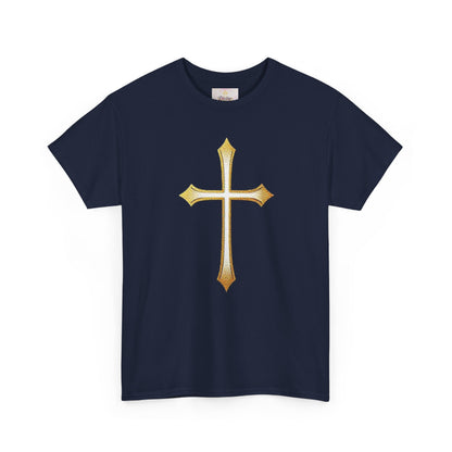 Men’s Gold Cross Tee – Christian Faith-Inspired Apparel