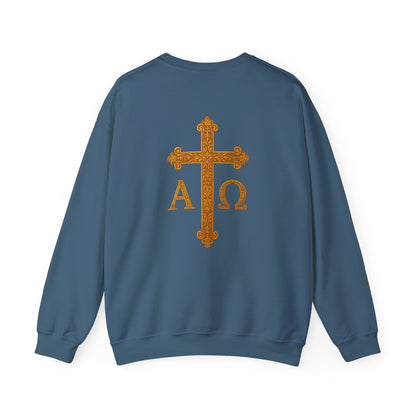 Christ is King – Men’s Christian Sweatshirt with Crowned Lion & Cross