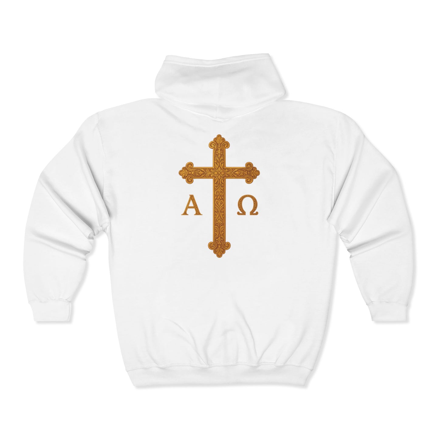 Men’s Alpha & Omega Zip-Up Hoodie – Spiritual Strength & Comfort
