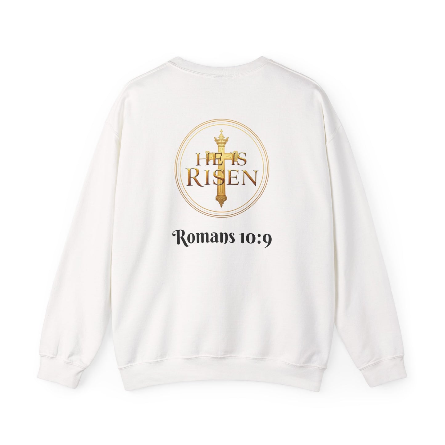 Romans 10:9 Christian Sweater – Jesus Is Lord & He Is Risen (Dark Lettering)