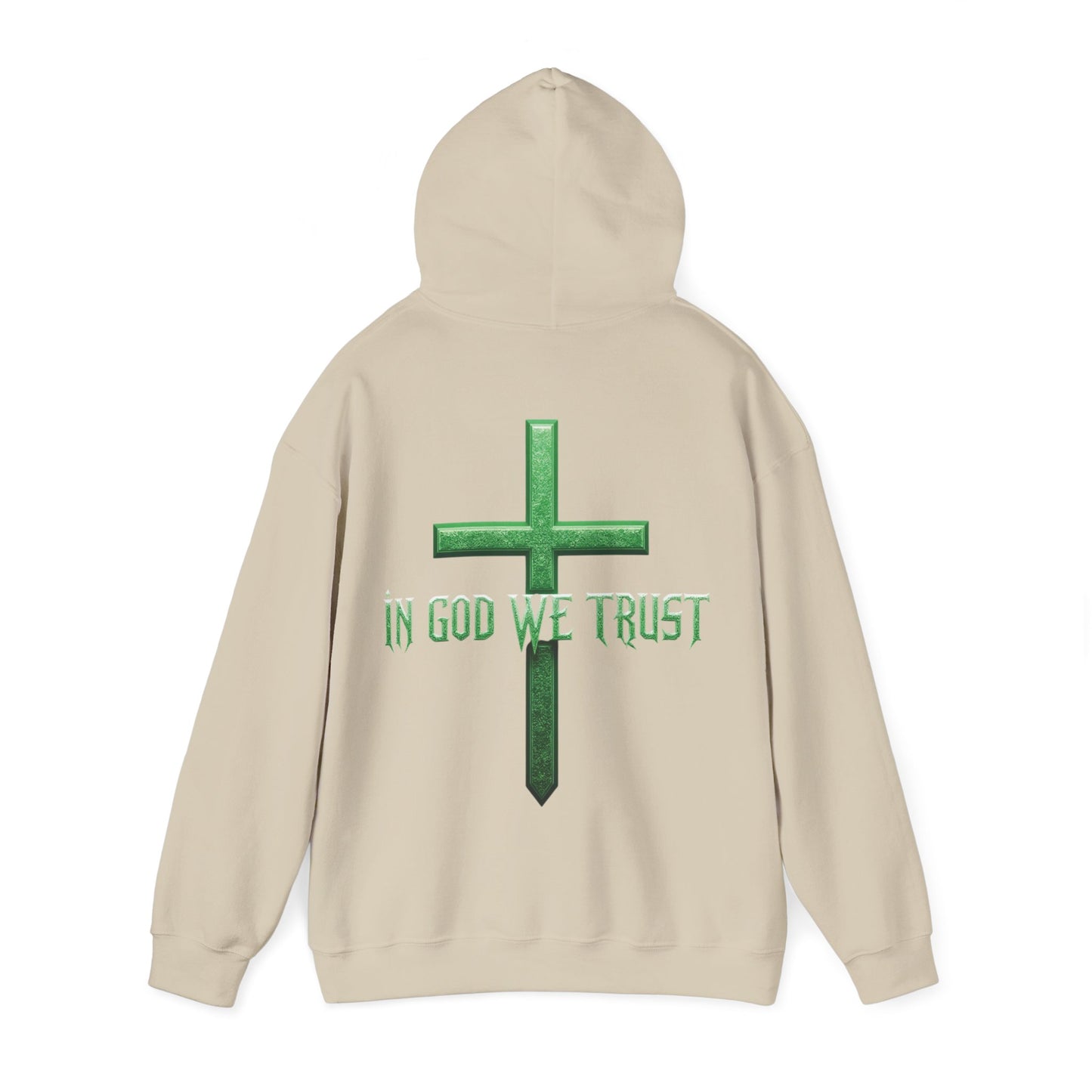 Stand Firm – Men’s Christian Hoodie with “In God We Trust” Cross Design