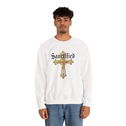 Sanctified Men's Gothic Cross Sweatshirt – Bold Christian Comfort