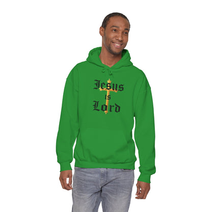 Men’s “Jesus is Lord” Christian Hoodie – Bold Cross Faith Pullover