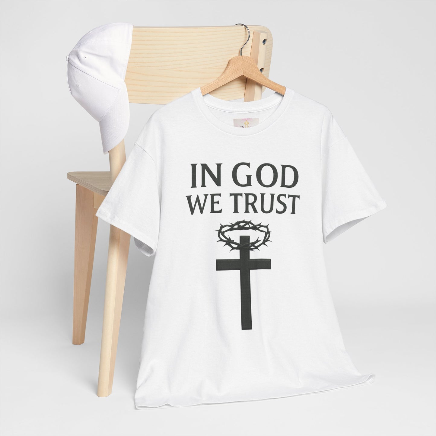In God We Trust – Men’s Christian Tee with Cross & Crown of Thorns