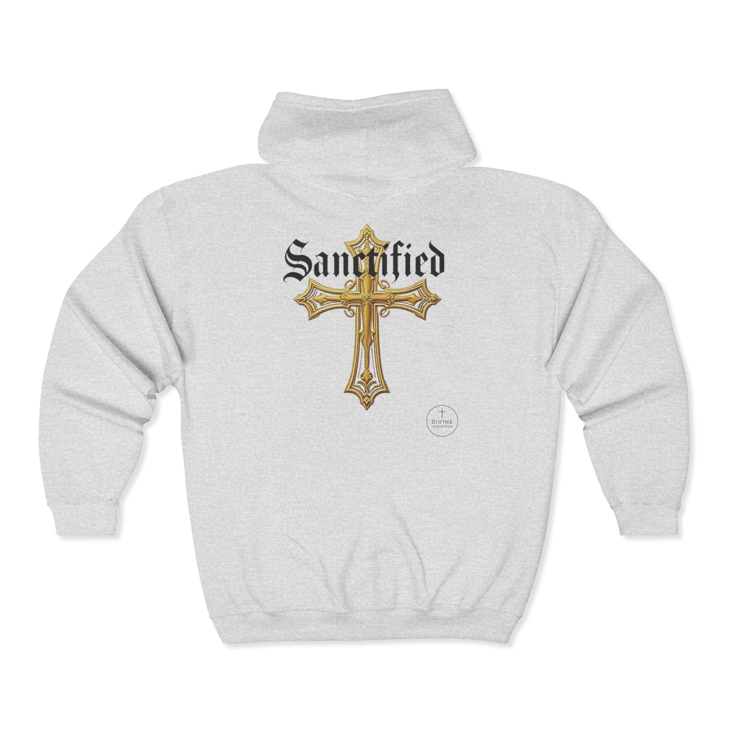 Sanctified Men's Gothic Cross Zip-Up Hoodie – Faith in Comfort