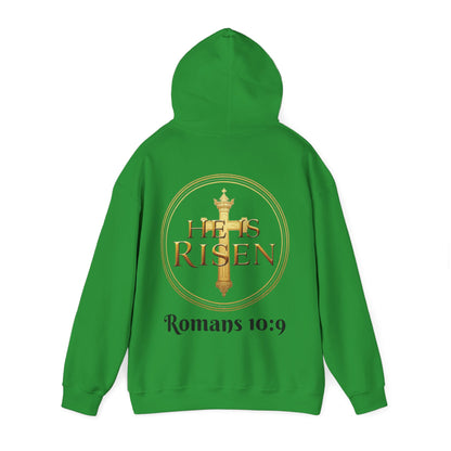 He Is Risen Christian Hoodie – Men’s Bold Faith Streetwear (Dark Lettering)