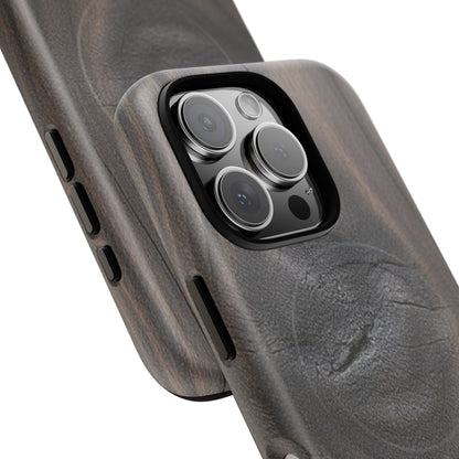 Faith Rooted in Strength – Dark Wood Grain iPhone Magnetic Tough Case