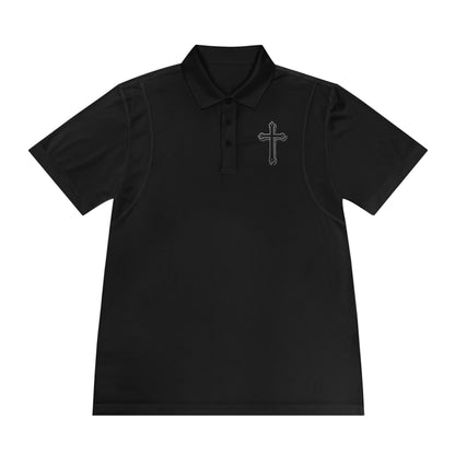 Men’s Black Cross Polo Shirt – Classic Faith-Inspired Style