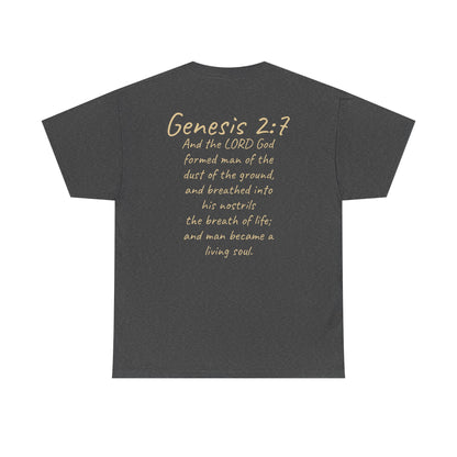 Formed from the Dust | Men’s Christian T-Shirt with Genesis 2:7 (Light Lettering)