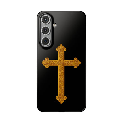 Black Samsung Snap Case – Gold Cross Design
