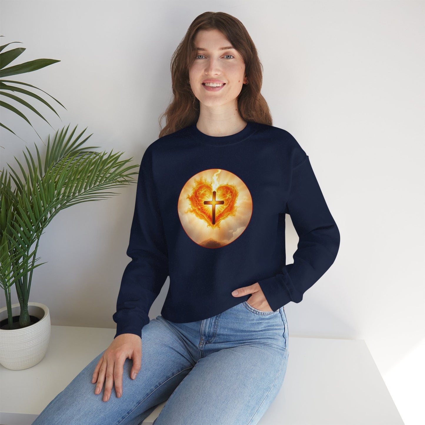 Women’s Sacred Heart Christian Sweatshirt – Symbol of Divine Love Pullover
