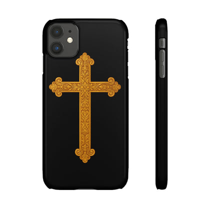 Black iPhone Snap Case – Gold Cross Design