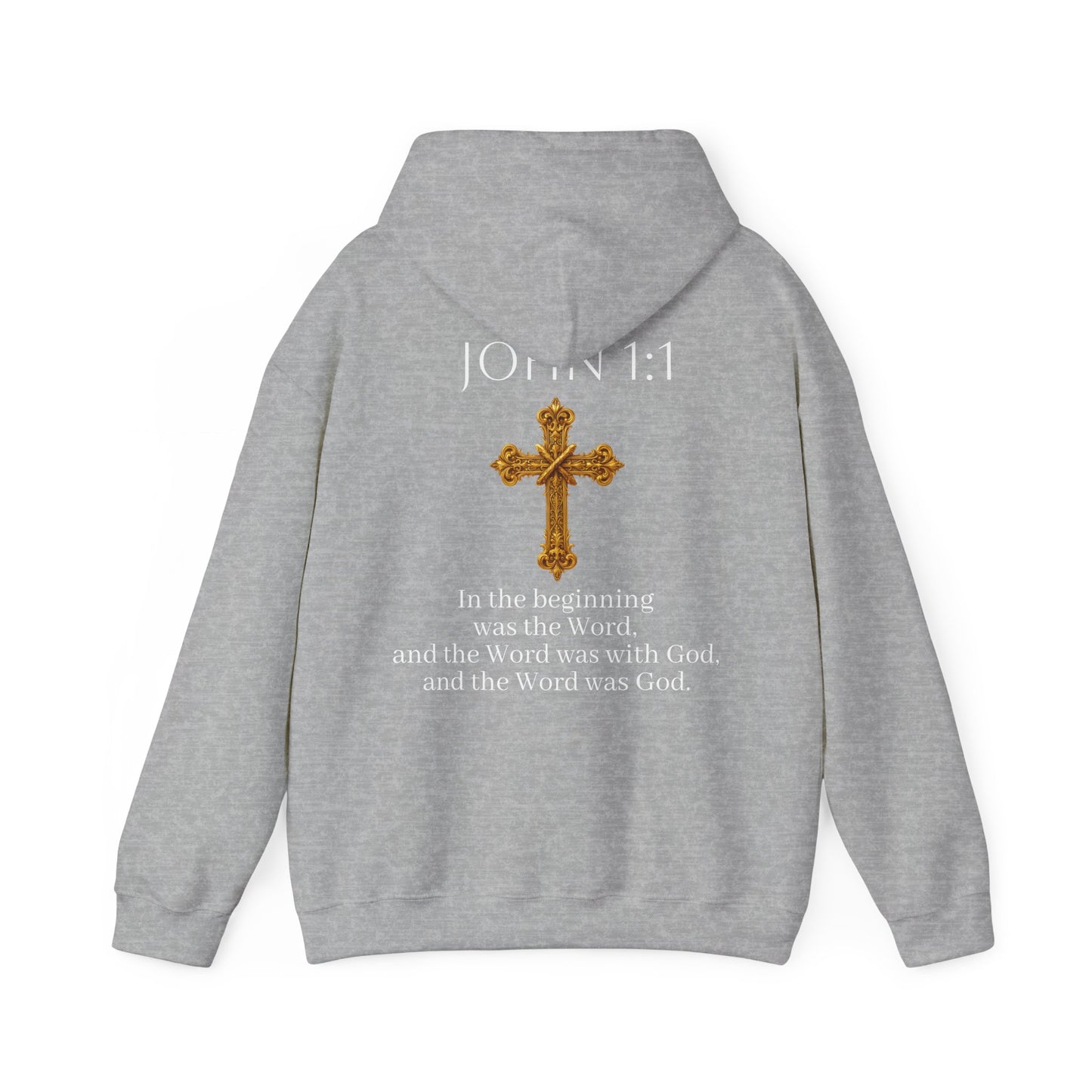 “The Word Eternal” – Men’s Christian Hoodie with White Lettering (John 1:1)