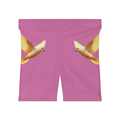 Golden Dove Women’s Biking Shorts in Pink – Spirit of Peace and Power