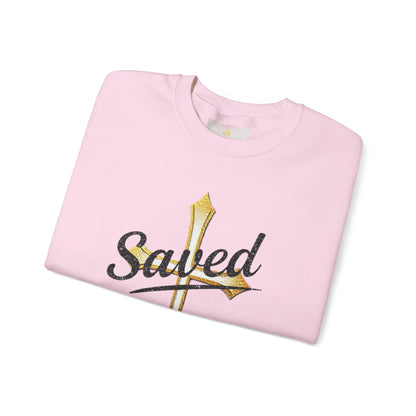 Saved Women’s Sweatshirt – Christian Faith Apparel with Cross & John 3:16
