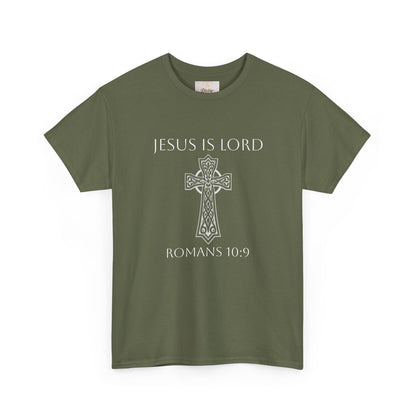 Women's Jesus is Lord Christian T-Shirt – Modern Cross Design (White Lettering)