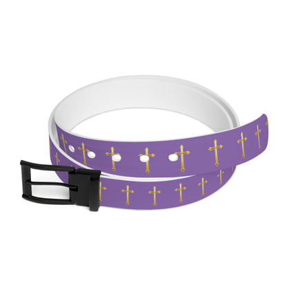 Crown of Light Belt in Mauve – Gold Cross Pattern