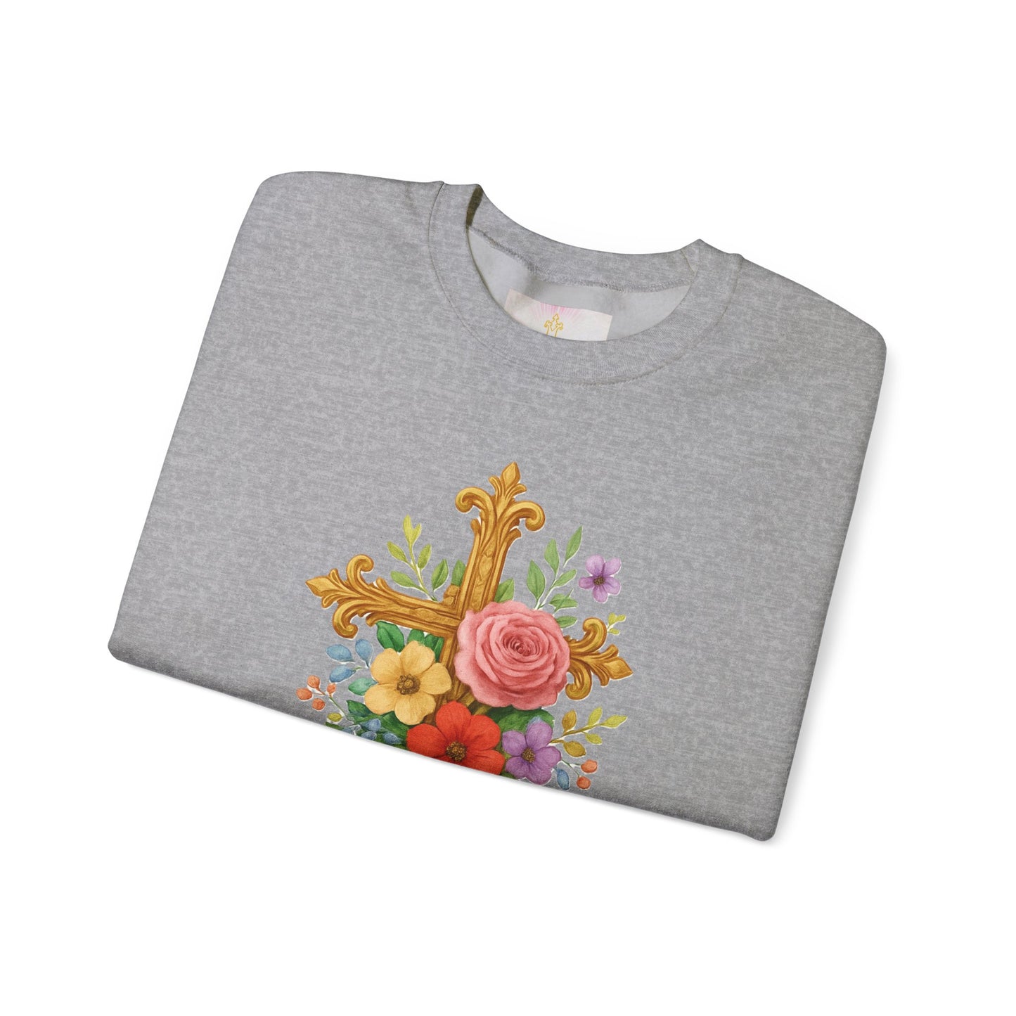 Floral Cross Women’s Sweatshirt – Grace in Full Bloom
