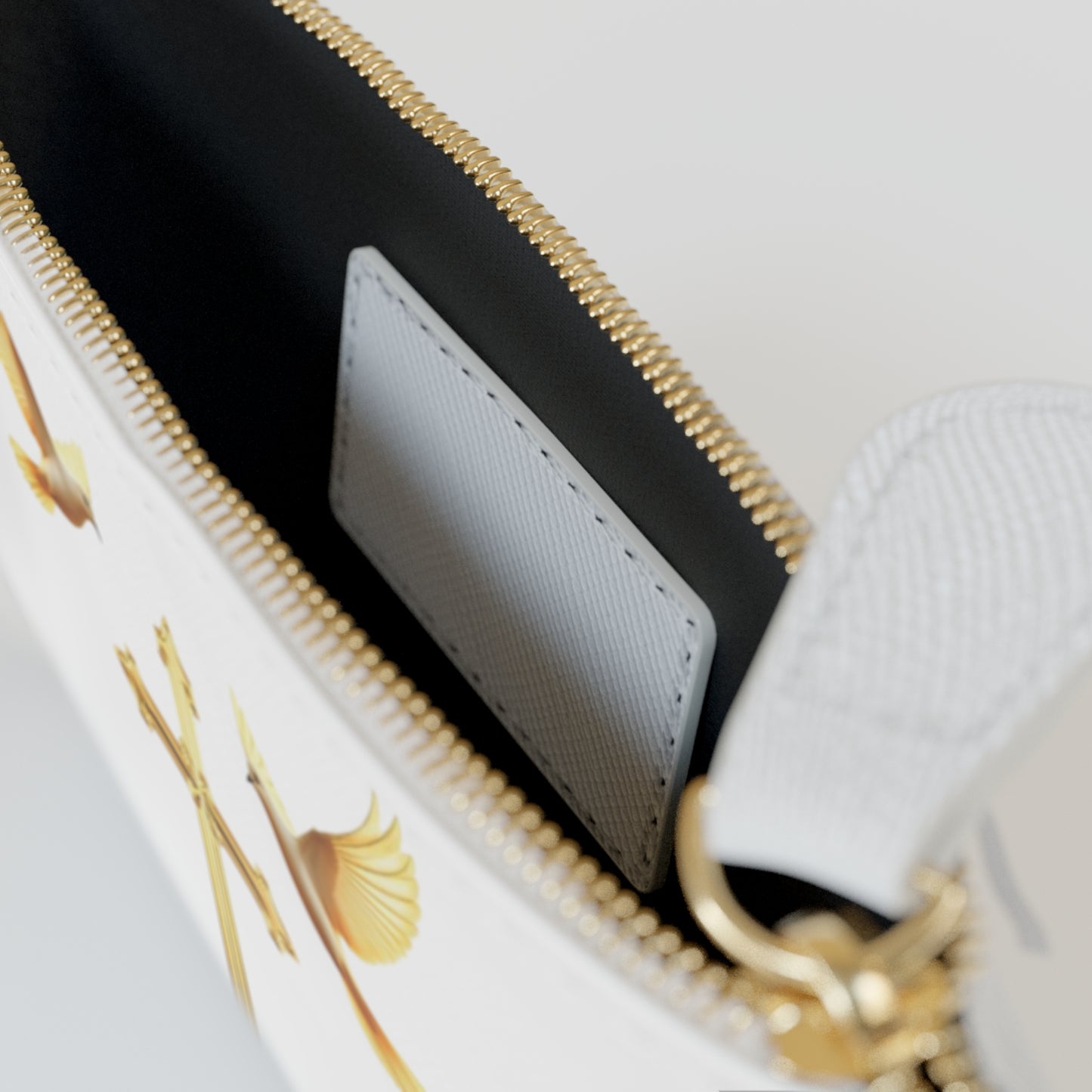 “Heaven’s Embrace” | Women’s Mini Clutch – Gold Cross with Flying Doves