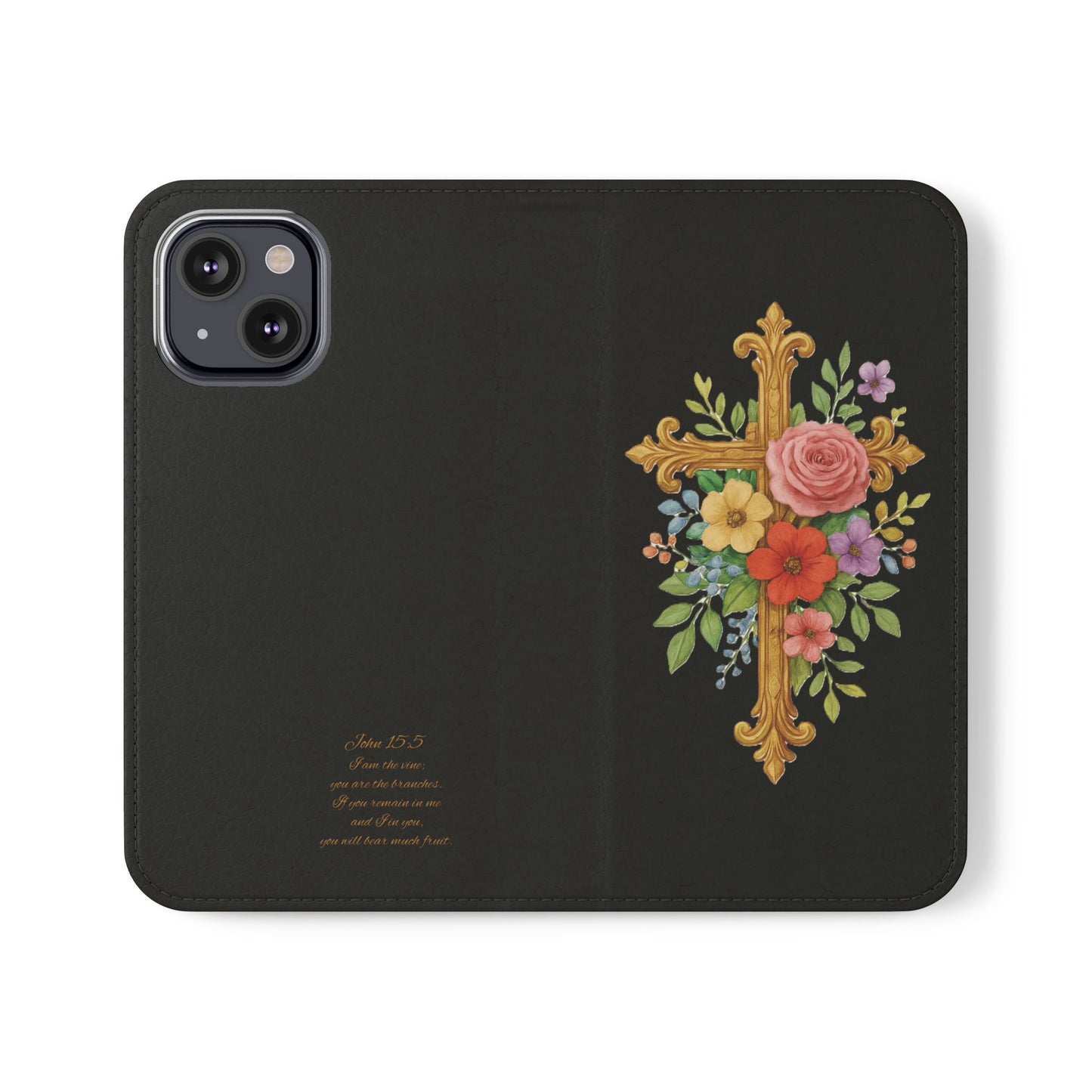 Floral Cross Wallet (black) Case for iPhone – Faith in Bloom
