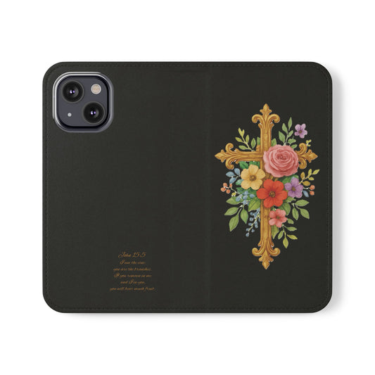 Floral Cross Wallet (black) Case for iPhone – Faith in Bloom
