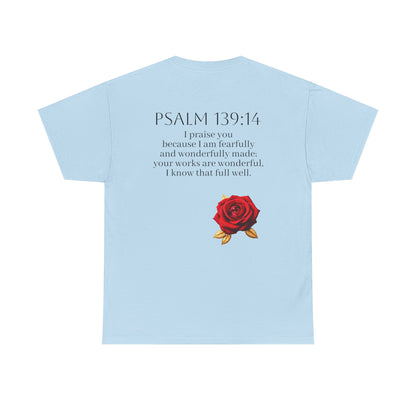 Handcrafted by God (Rose) - Woman's Christian T-Shirt (Dark Lettering)